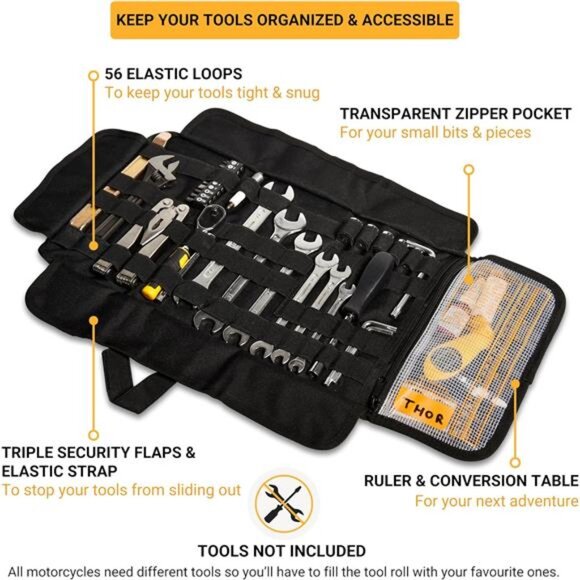 Motorcycle Tool Roll Bag Tools NOT Included - Small Tool Bag Wrench Roll Up Bag - Picture 4 of 7